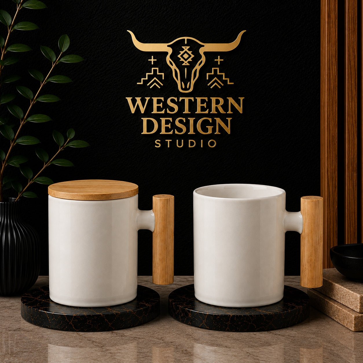 COFFEE MUG WITH BAMBOO HANDLE
