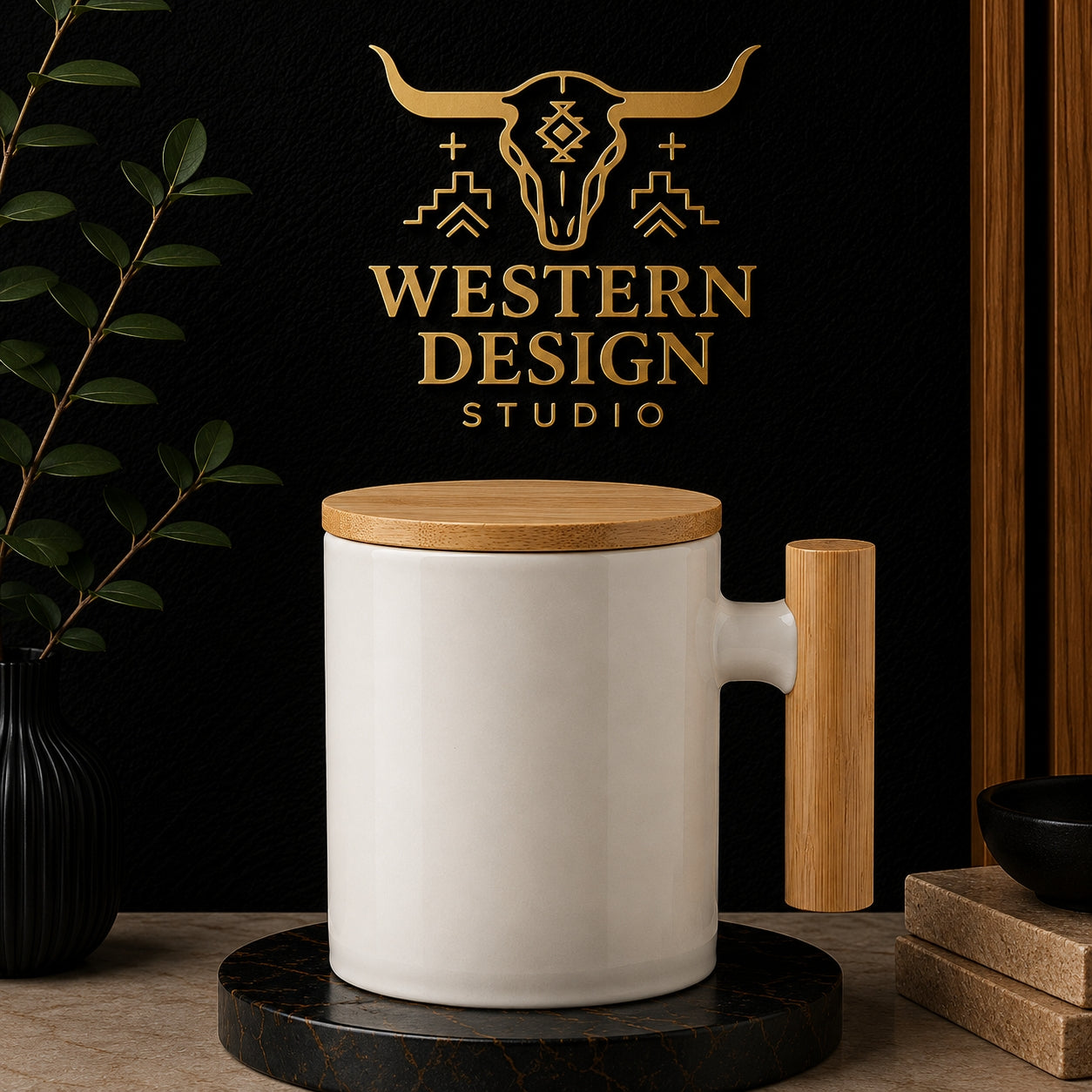 COFFEE MUG WITH BAMBOO HANDLE
