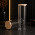 GLASS STORAGE JAR WITH WOOD LID – 2L